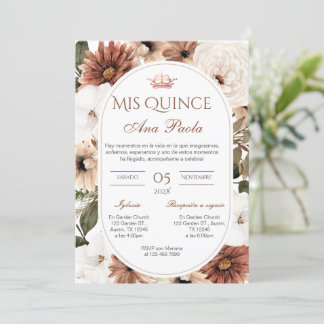 Quincenera-inbjudan på spanska BohoFloral Inbjudningar