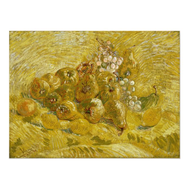 Quinces Lemons Pears Graps av Van Gogh Fototryck (Framsidan)