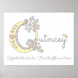 Quincey monogram art Flickor namn och innebörd pos Poster