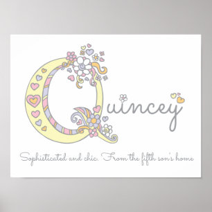 Quincey monogram art Flickor namn och innebörd pos Poster