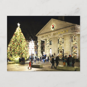 Quincy Market julgran Boston vykort