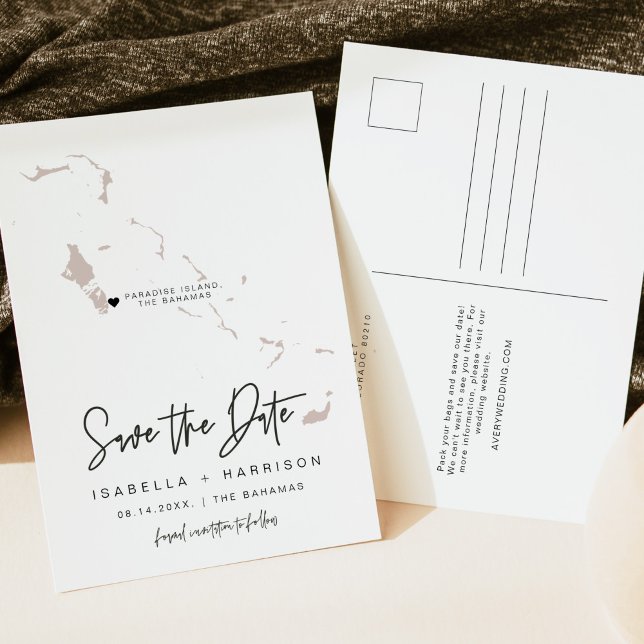 QUINN Bahamas Karta sparar datumet *rörligt hjärta Vykort (Skapare uppladdad)