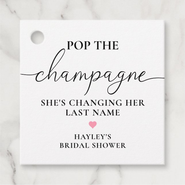 Quinn Blommig Poppa Champagne Bröllopsdusch Gåvor Etiketter (Framsida)
