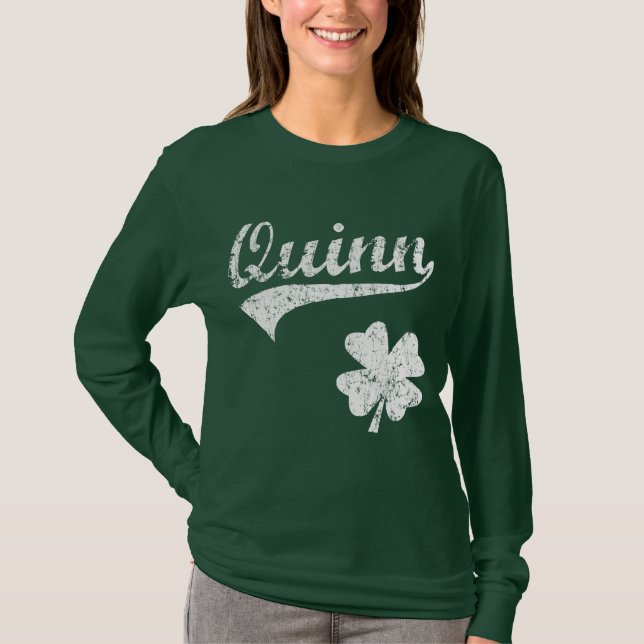 Quinn irländareShamrock T Shirt (Framsida)
