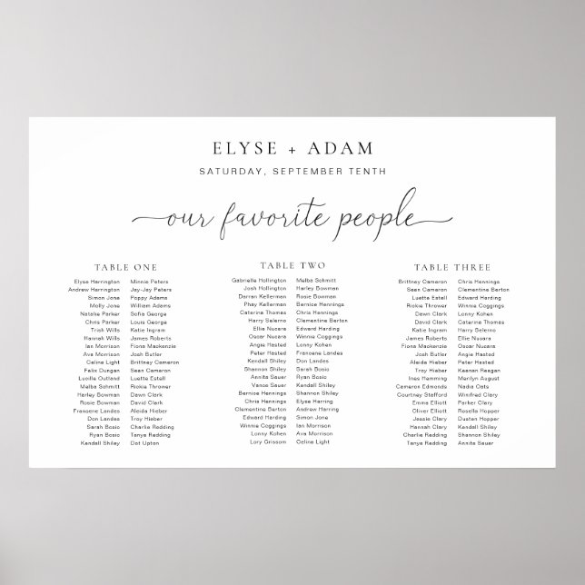 Quinn Minimum 3 Banquet Bord Plan Foam Board Poster (Framsidan)