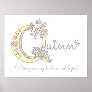 Quinn monogram art Flickor namn och innebörd poste Poster