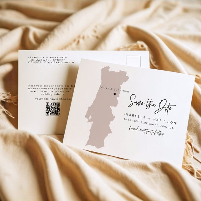 QUINN Portugal Karta Spara datum (Flyttbart hjärta Vykort (Skapare uppladdad)