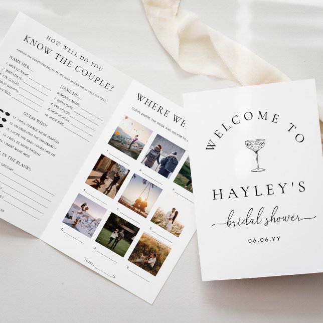 Quinn Script Bridal Shower Game and Menu Booklet Inbjudningar (Skapare uppladdad)