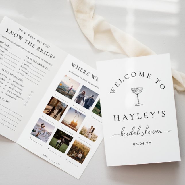 Quinn Script Bridal Shower Game and Menu Booklet Inbjudningar (Skapare uppladdad)