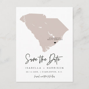 QUINN-South Carolina Karta Spara datumet EDITABLE Vykort