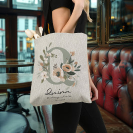 Quinns styrka och visdom - Boho Blommigt Monogram Axelväska