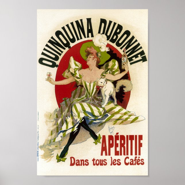 Quinquina Dubonnet Aperitif Vintage Fransk Advert Poster (Framsidan)