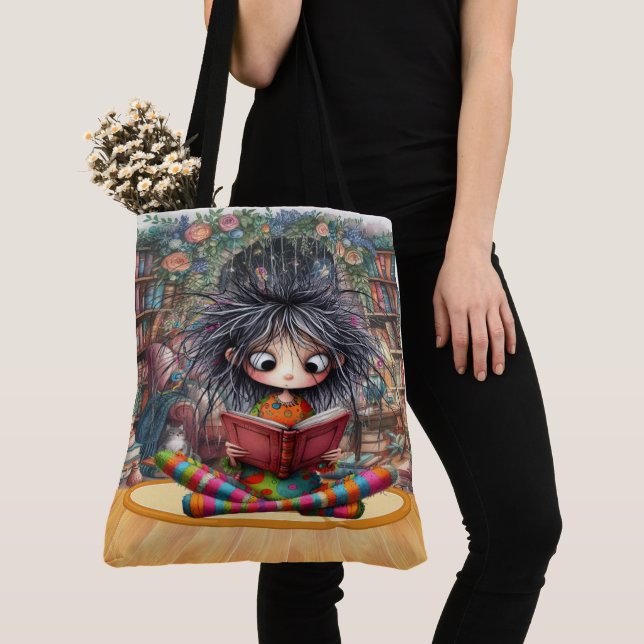 Quintally Quirky Reading Tote - SE BAK! Tygkasse (Närbild)