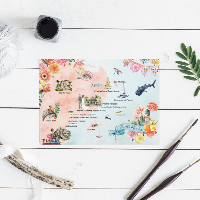 Quintana Roo | Destinationsbröllopet i Karta Inbjudningar (Skapare uppladdad)