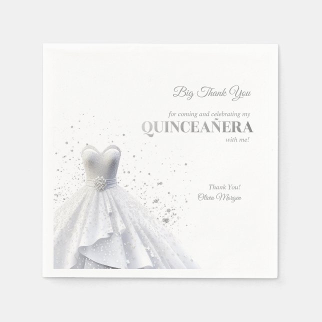 Quintencera Glam Red Dress Pappersservett (Framsidan)