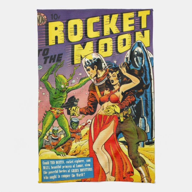 QUIRKY 1950's SCI FI PULP DESIGN Kökshandduk (Vertikal)