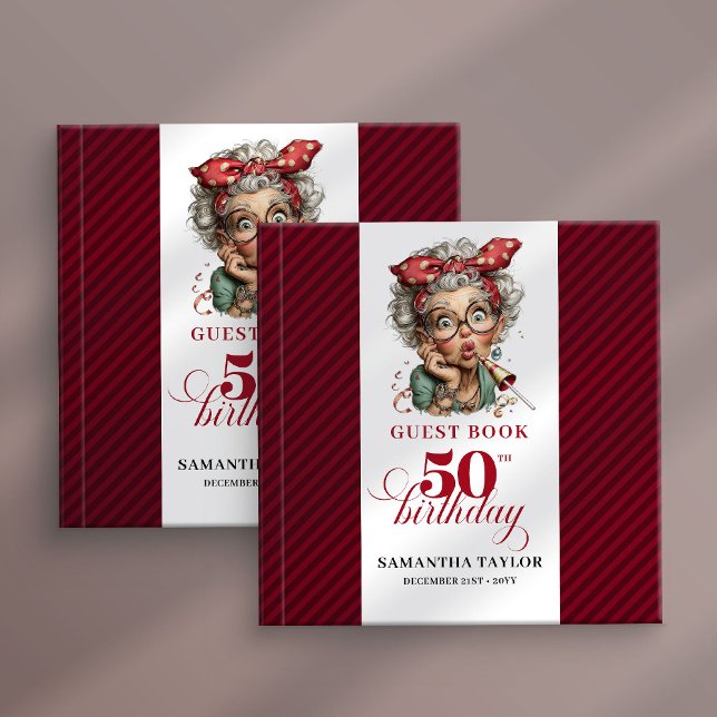 Quirky 50th birthday woman event guest book gästböcker (Quirky 50th birthday woman event guest book)