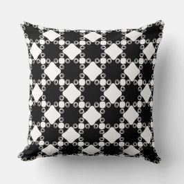 Quirky Abstract Black and White Diamond Grid Kudde