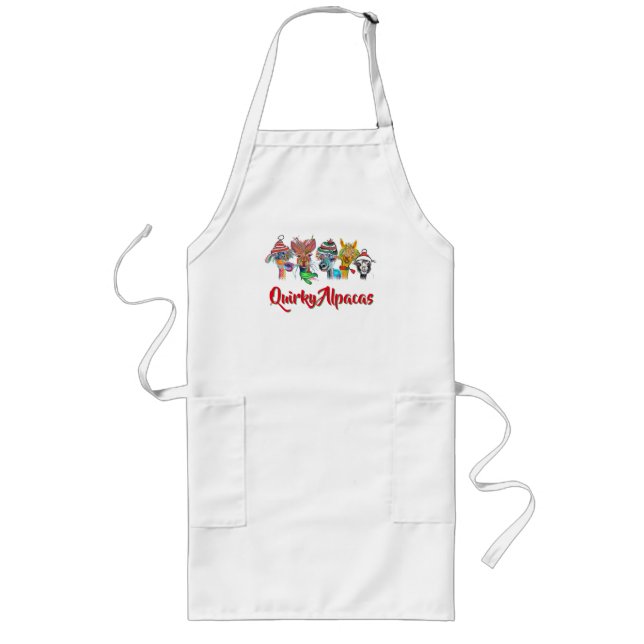 Quirky Alpacas helgdag apron 19 Långt Förkläde (Framsidan)