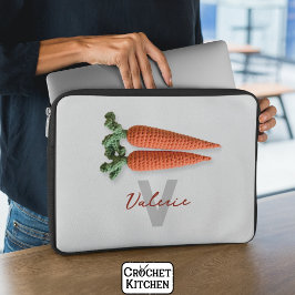 Quirky Amigurumi Minimalist Crochet Carrots Namn Laptop Fodral