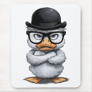 Quirky Anka Porträtt med glasögon och Hat Musmatta