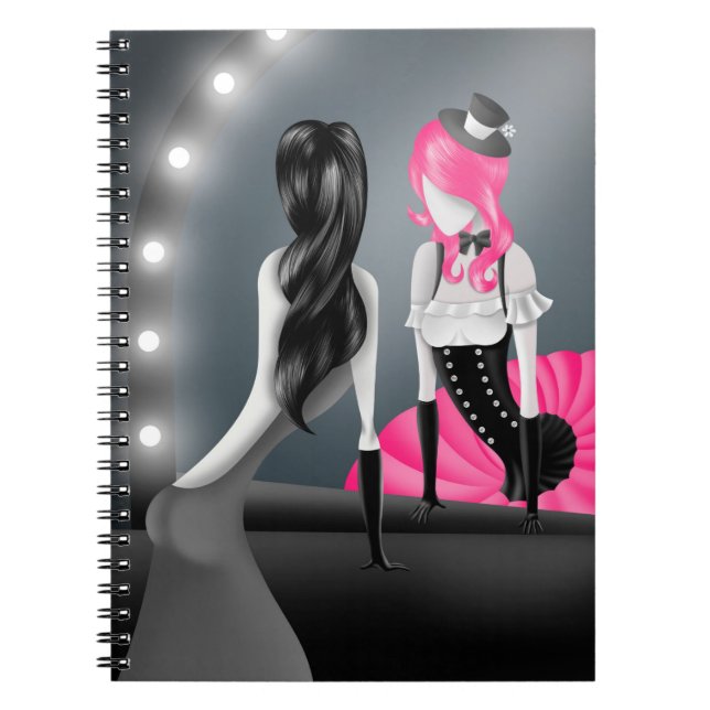 Quirky Ballerina & Dancer refection   pink Anteckningsbok (Framsidan)