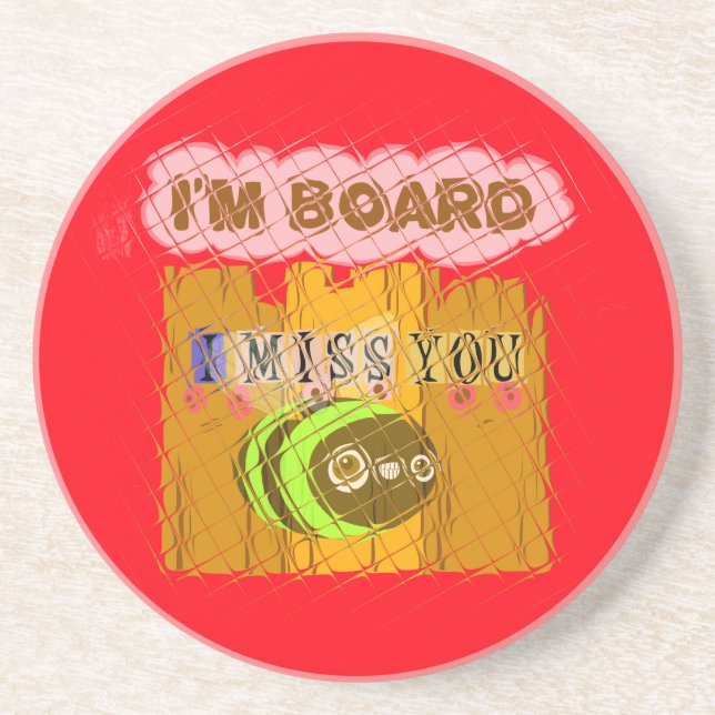 Quirky Bee Art-utskrift Underlägg Sandsten (Framsidan)