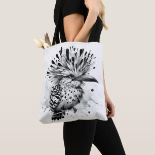 Quirky Bird Bläck Sketch Tygkasse