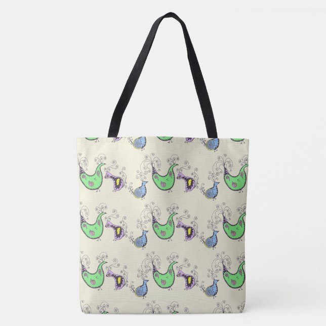 Quirky Birds Tote bag Tygkasse (Framsida)