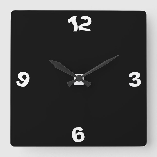 Quirky Black and White> Wall Clock Fyrkantig Klocka (Framsida)