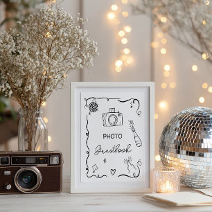 Quirky Black Hand plockade Guestbook Bröllop Poster