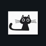 Quirky Black Kattunge Black and White Animal Art Canvastryck<br><div class="desc">Quirky Black kattunge med stort ögon, långa whisky och långt svan. Lägg till lite stollig i en tråkig tom vägg med den här visuella djurbilden. Roligt för ett barn eller något utrymme som kan använda en roligt svartvit utskrift. Besök Jenns Doodle World om du vill ha mer originella djurälskares design...</div>