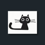 Quirky Black Kattunge Black and White Animal Art Canvastryck<br><div class="desc">Quirky Black kattunge med stort ögon, långa whisky och långt svan. Lägg till lite stollig i en tråkig tom vägg med den här visuella djurbilden. Roligt för ett barn eller något utrymme som kan använda en roligt svartvit utskrift. Besök Jenns Doodle World om du vill ha mer originella djurälskares design...</div>