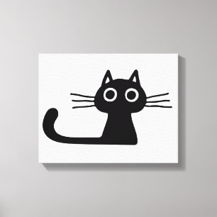 Quirky Black Kattunge Black and White Animal Art Canvastryck