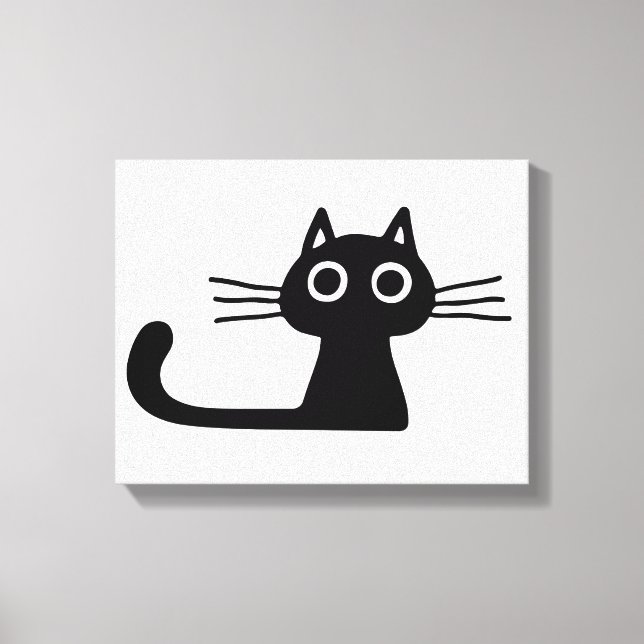 Quirky Black Kattunge Black and White Animal Art Canvastryck (Framsida)