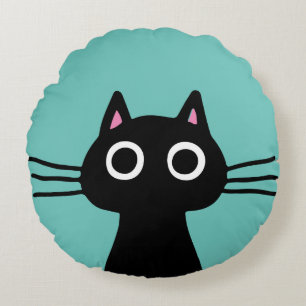 Quirky Black Kattunge   Coola Cat Lover Rund Kudde