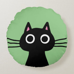 Quirky Black Kattunge Coola Cat Lover Rund Kudde