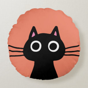 Quirky Black Kattunge Coola Cat Lover Rund Kudde