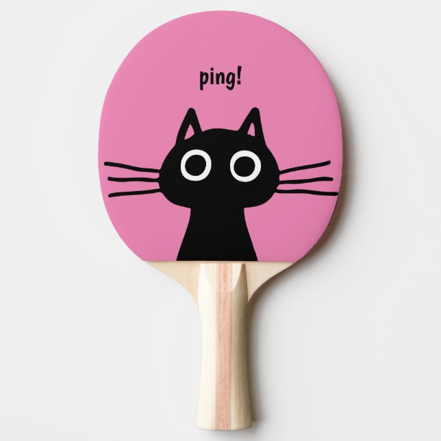 Quirky Black Kattunge| Lustigt Kattdjur Pingisracket (Framsidan)