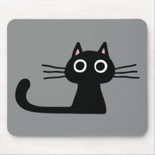 Quirky Black Kattunge med Long Whiskers Musmatta