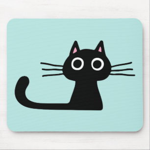 Quirky Black Kattunge med Long Whiskers Musmatta