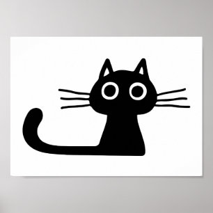 Quirky Black Kattunge Vitvit och svart vit vithy Poster