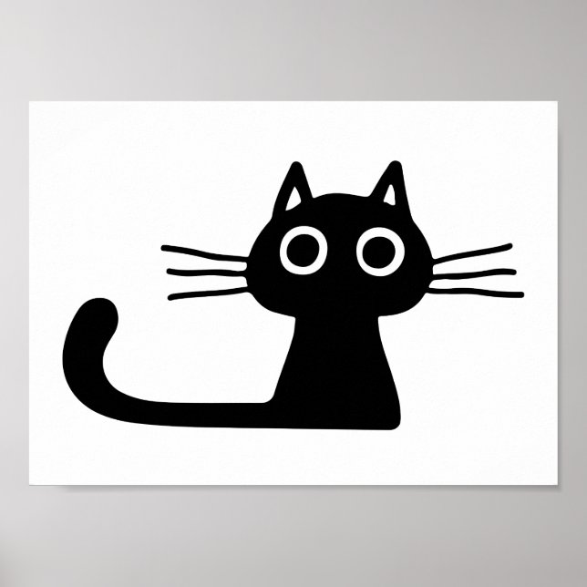 Quirky Black Kattunge | Vitvit och svart vit vithy Poster (Framsidan)