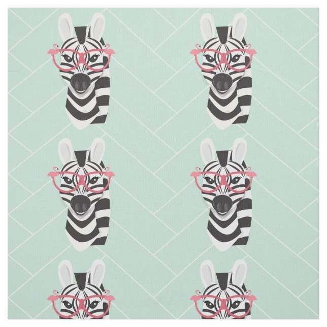 Quirky Black White Zebra Rosa Flamingo Sunglass Tyg (Provkarta)