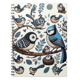 Quirky Blue Birds Anteckningsbok
