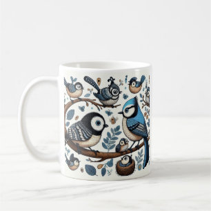 Quirky Blue Birds Kaffemugg
