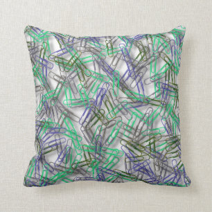 Quirky Blue Grönt Paperclips  Kudde