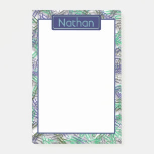 Quirky Blue Grönt Paperclips Personlig Post-it Block