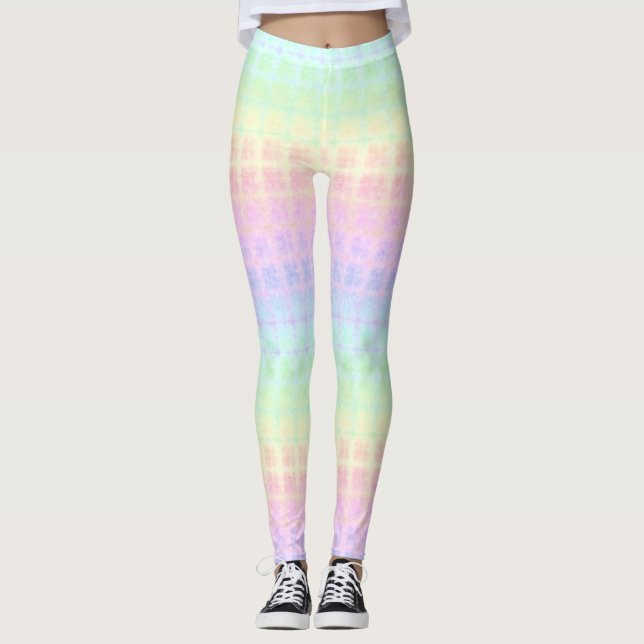 Quirky Boho Kawaii Cute Funky Pastel Rainbow Play Leggings (Framsida)