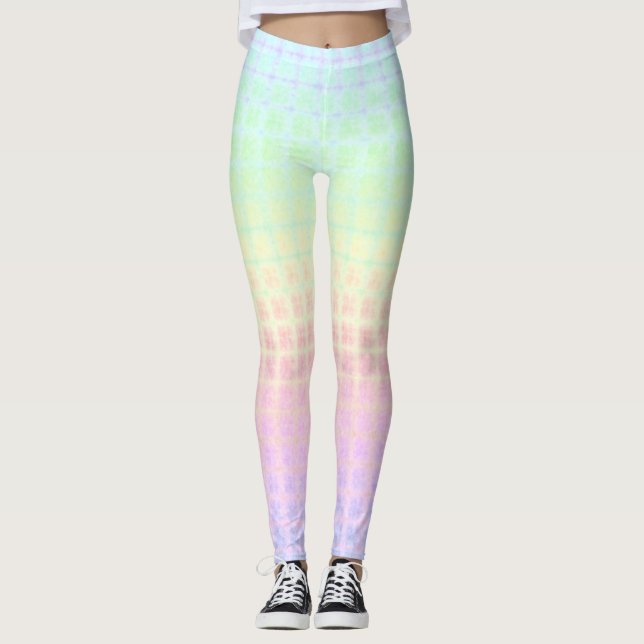 Quirky Boho Kawaii Cute Funky Pastel Rainbow Play Leggings (Framsida)
